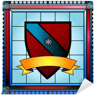 Coat Of Arms Stained Glass Window With Blank Scroll - Family Crest Stained Glass (400x400), Png Download