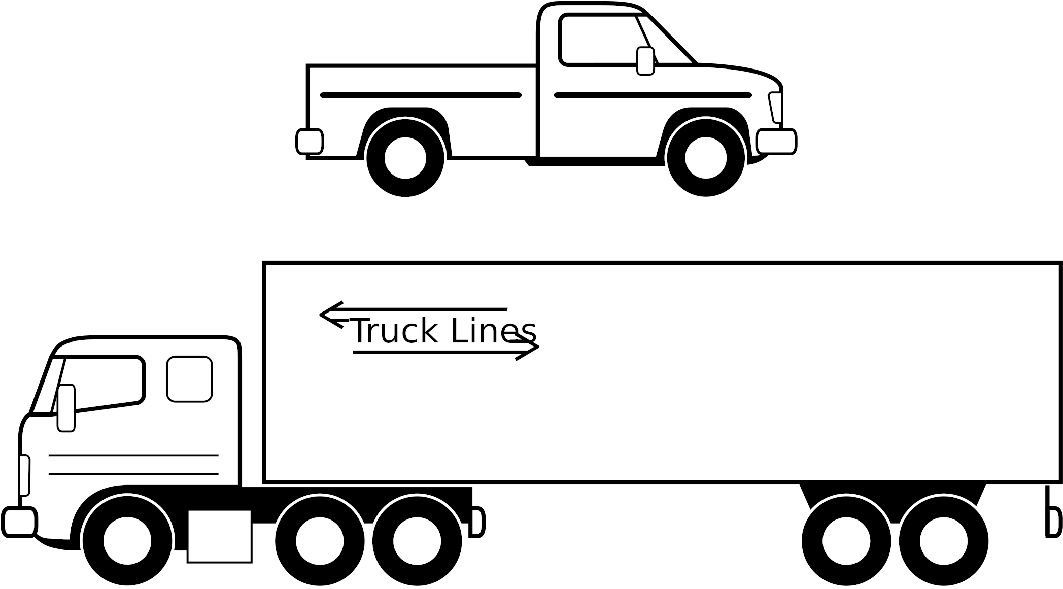 Semi Truck Clipart Black And - Truck Clipart Black And White Png (2400x1392), Png Download
