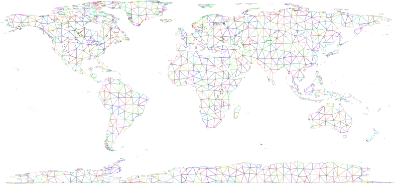 Medium Image - Low Poly World Map With Transparent Background (787x366), Png Download