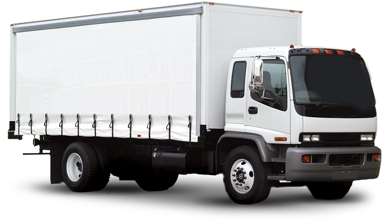 Used To Forklift Load When No Dock Is Available, The - Curtain Side Truck (769x450), Png Download