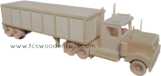 Cl72 Amish Wooden Toy Grain Trailer And Semi Truck - Semi-trailer Truck (640x480), Png Download
