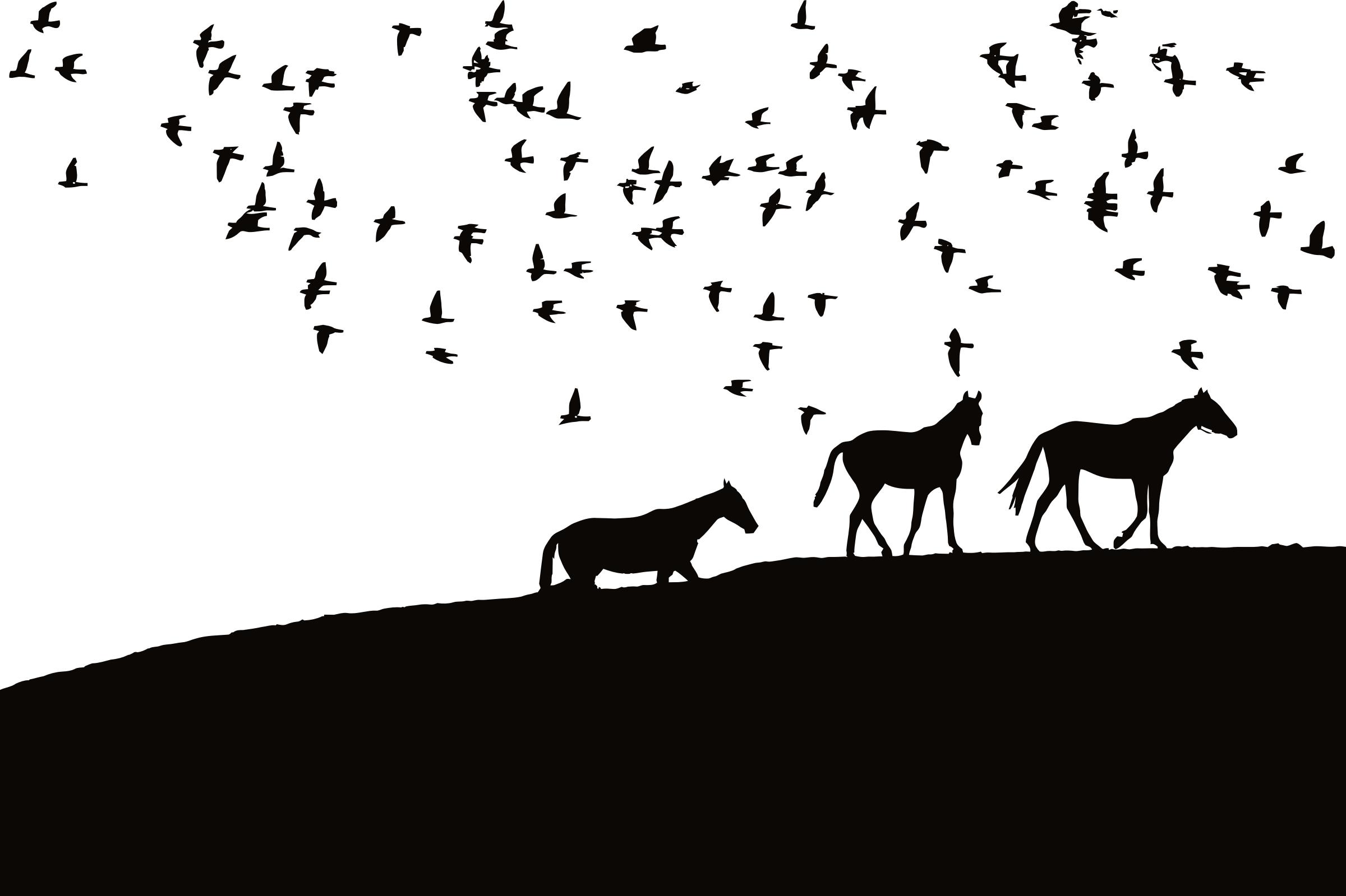This Free Icons Png Design Of Birds And Horses Silhouette (2400x1599), Png Download