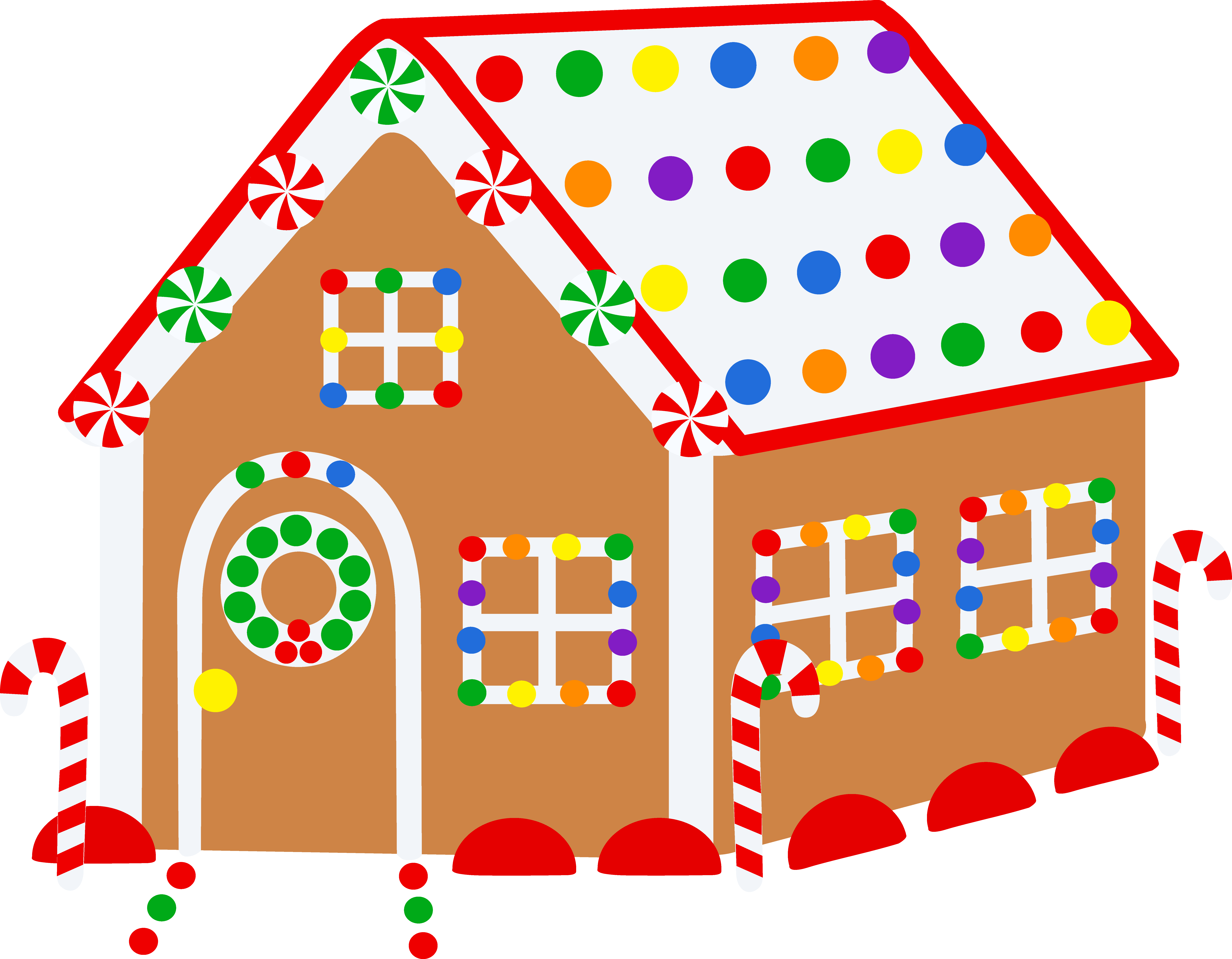 House With Christmas Lights Png Library - Christmas Houses For Drawing (7670x5971), Png Download