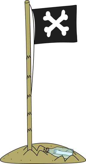 Pirate Flag In Sand - Pirate Flag Clipart Png (288x550), Png Download