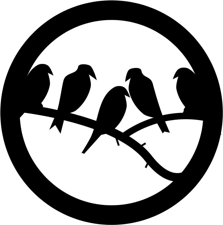 Birds, Branch, Twig, Animal, Badge, Round, Silhouettes - Badge Bird (640x640), Png Download