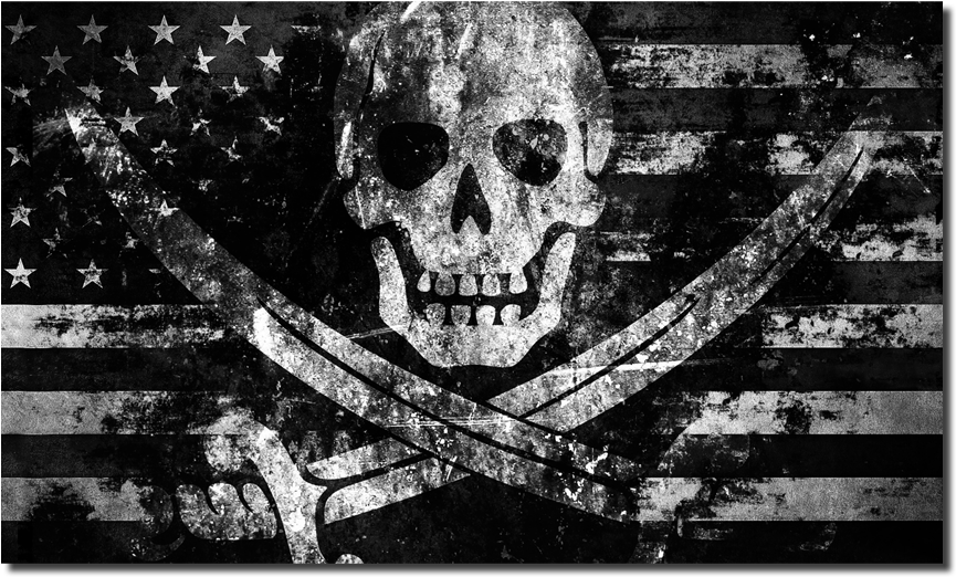 American High Seas Raider Flag Decal - Jolly Roger Pirate Flag Skull Art 24x18 Print Poster (1000x1000), Png Download