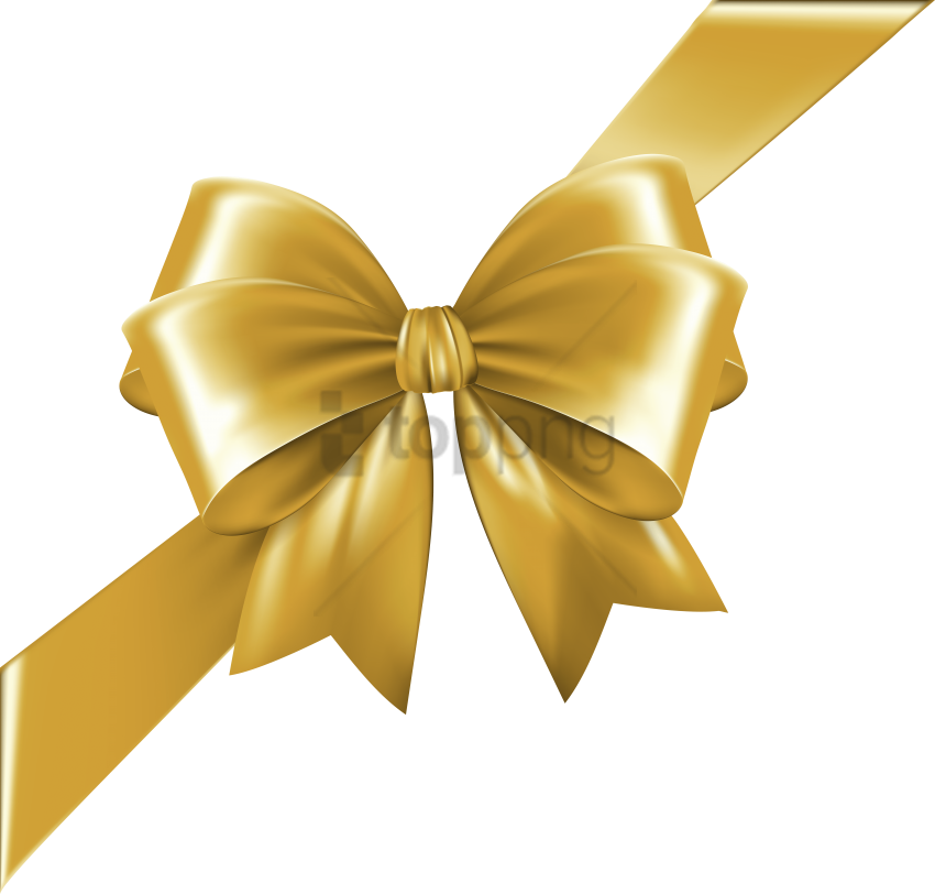 Gold Christmas Bow Png - Gold Ribbon Bow Png (600x573), Png Download