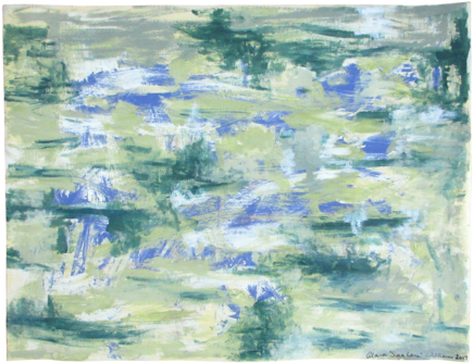 Modern Abstract Acrylic Green & Violet Painting On - Painting (480x369), Png Download