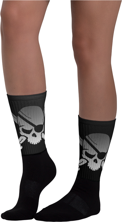 Side View Skull And Crossbones Jolly Roger Pirate Socks - Sock (1000x1000), Png Download