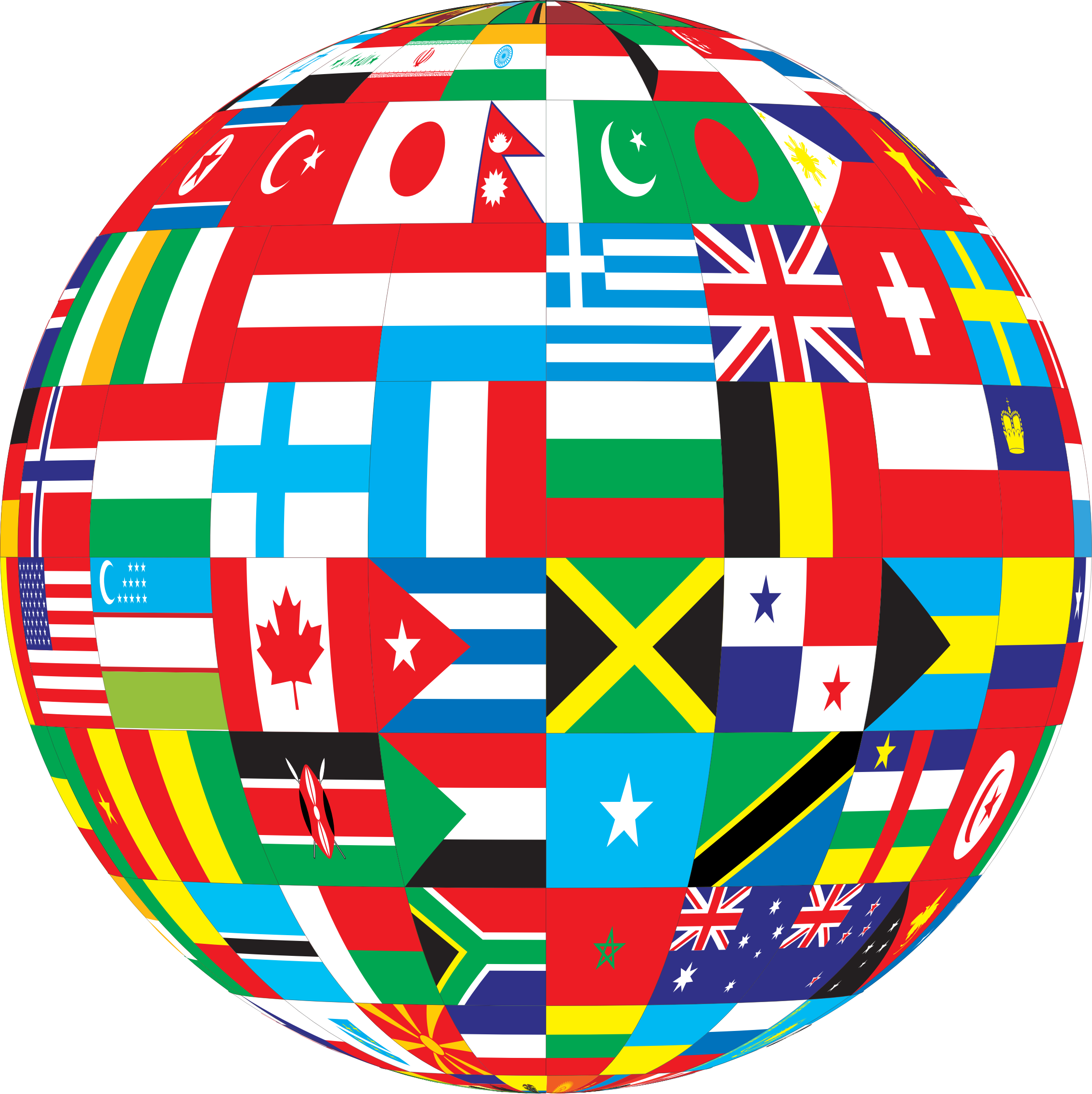 International Globe Clipart - Globe With Flags Icon (2268x2273), Png Download