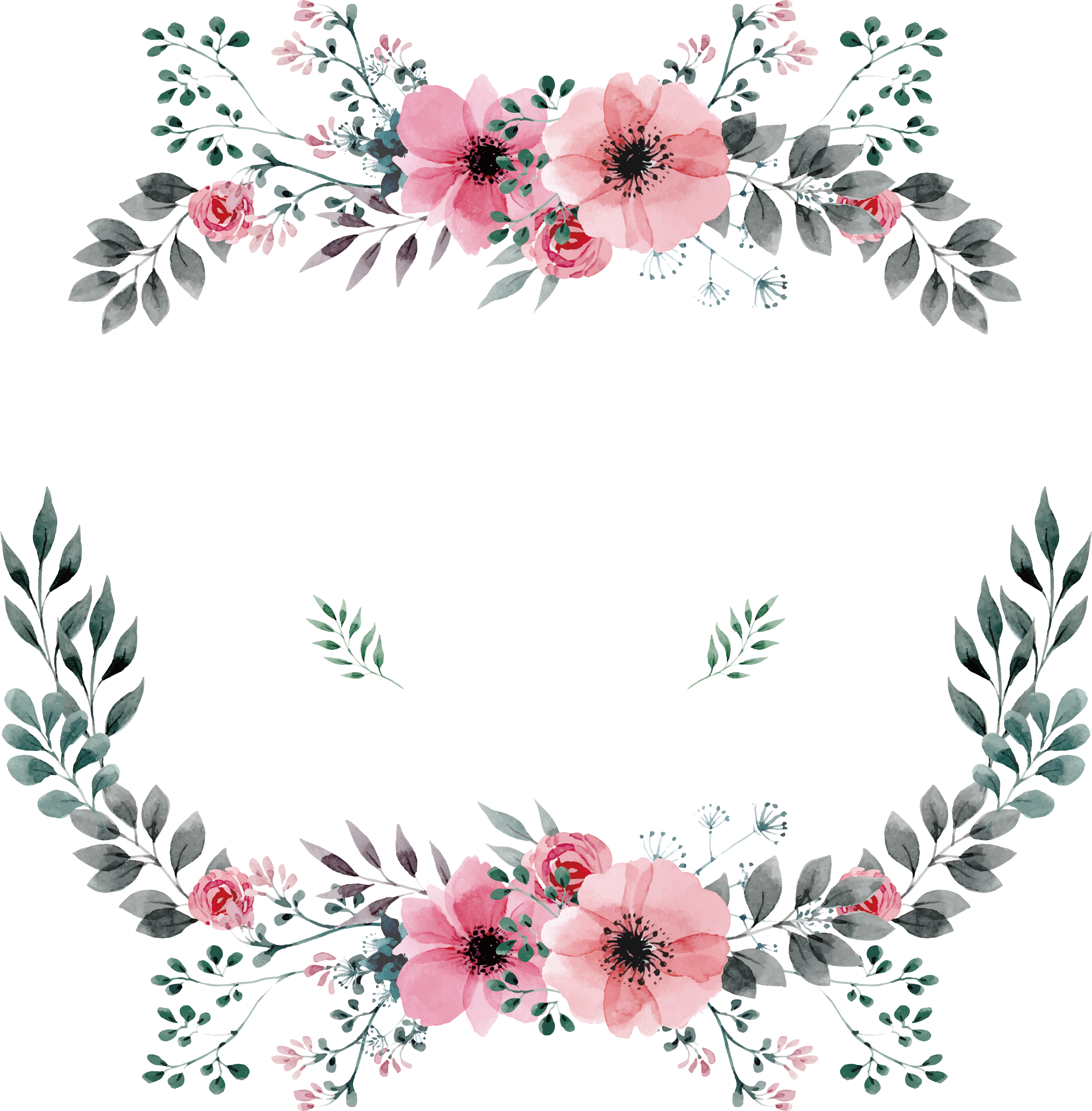 Flower Frame, Corona Floral, Wreath Watercolor, Floral - Bảng Tên Cô Dâu Chú Rể (3082x3135), Png Download