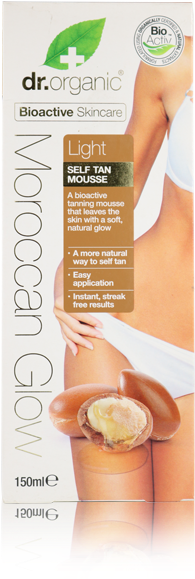 Dr Organic D/o Moroccan Glow Light Self Tan Mousse - Dr Organic Moroccan Glow Light Self Tan Mousse 150ml (720x1000), Png Download
