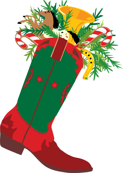 Christmas Dancers Clip Art Free - Cowboy Christmas Clipart (428x600), Png Download