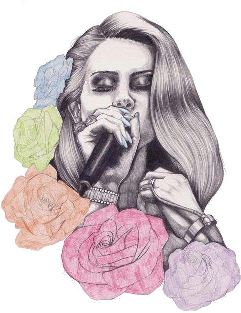 Lana Flowers - Lana Del Rey Drawing Transparent (500x650), Png Download