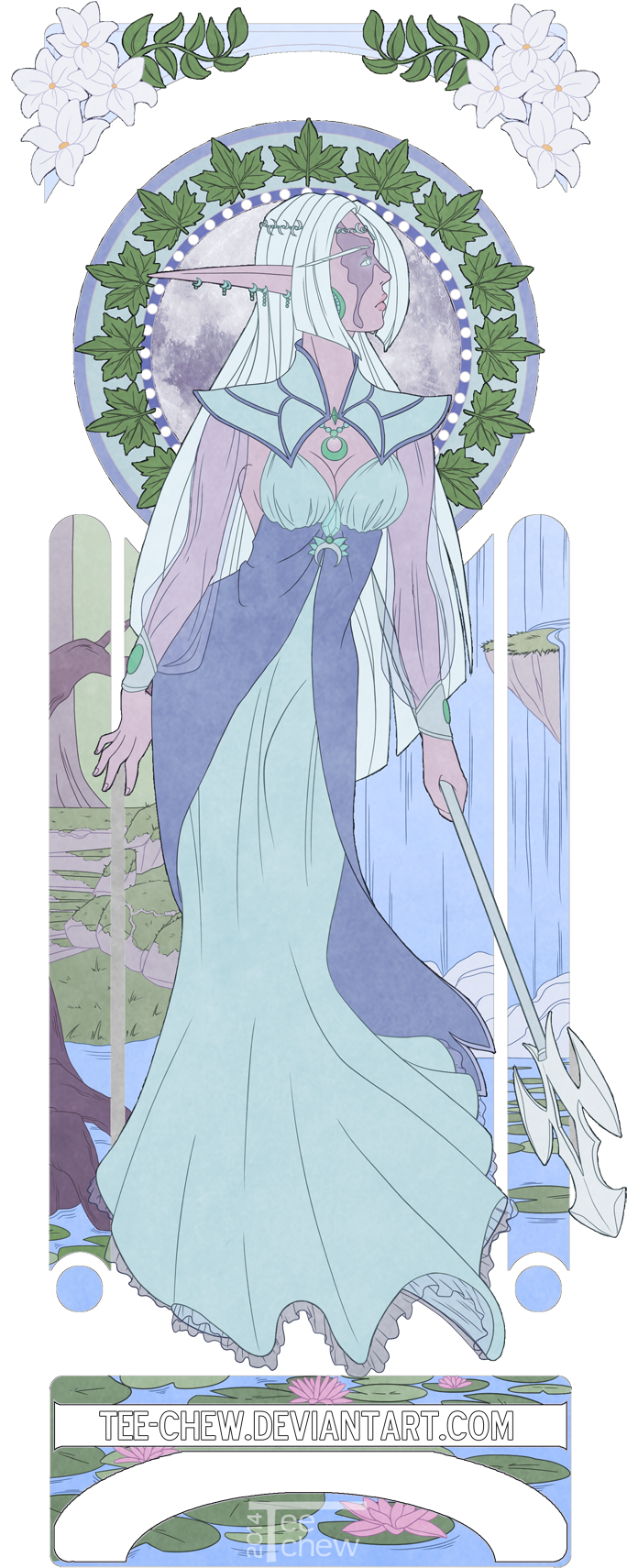 #fantasy #character #design #magic Fantasy Character - Art Nouveau (800x1797), Png Download