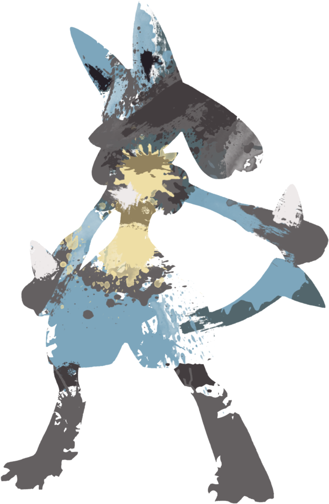 Lucario Paint Splatter Graphics By Hollyshobbies - Pokemon Lucario (748x1069), Png Download
