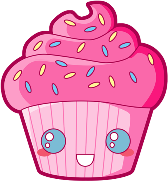 Candy Clipart Kawaii - Cupcakes Animados Y Tiernos (600x720), Png Download