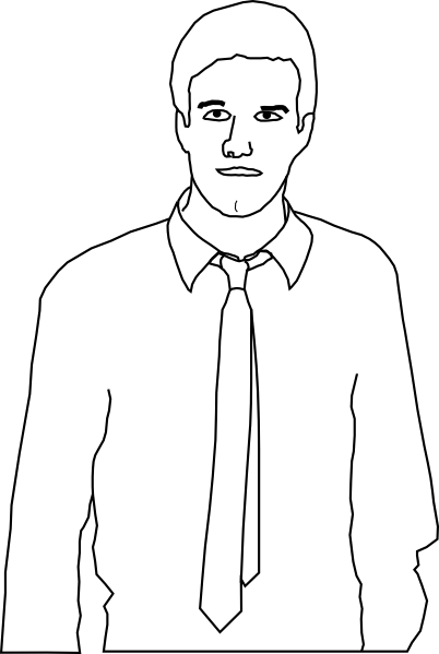 How To Set Use Man Wearing A Tie Outline Clipart (402x599), Png Download