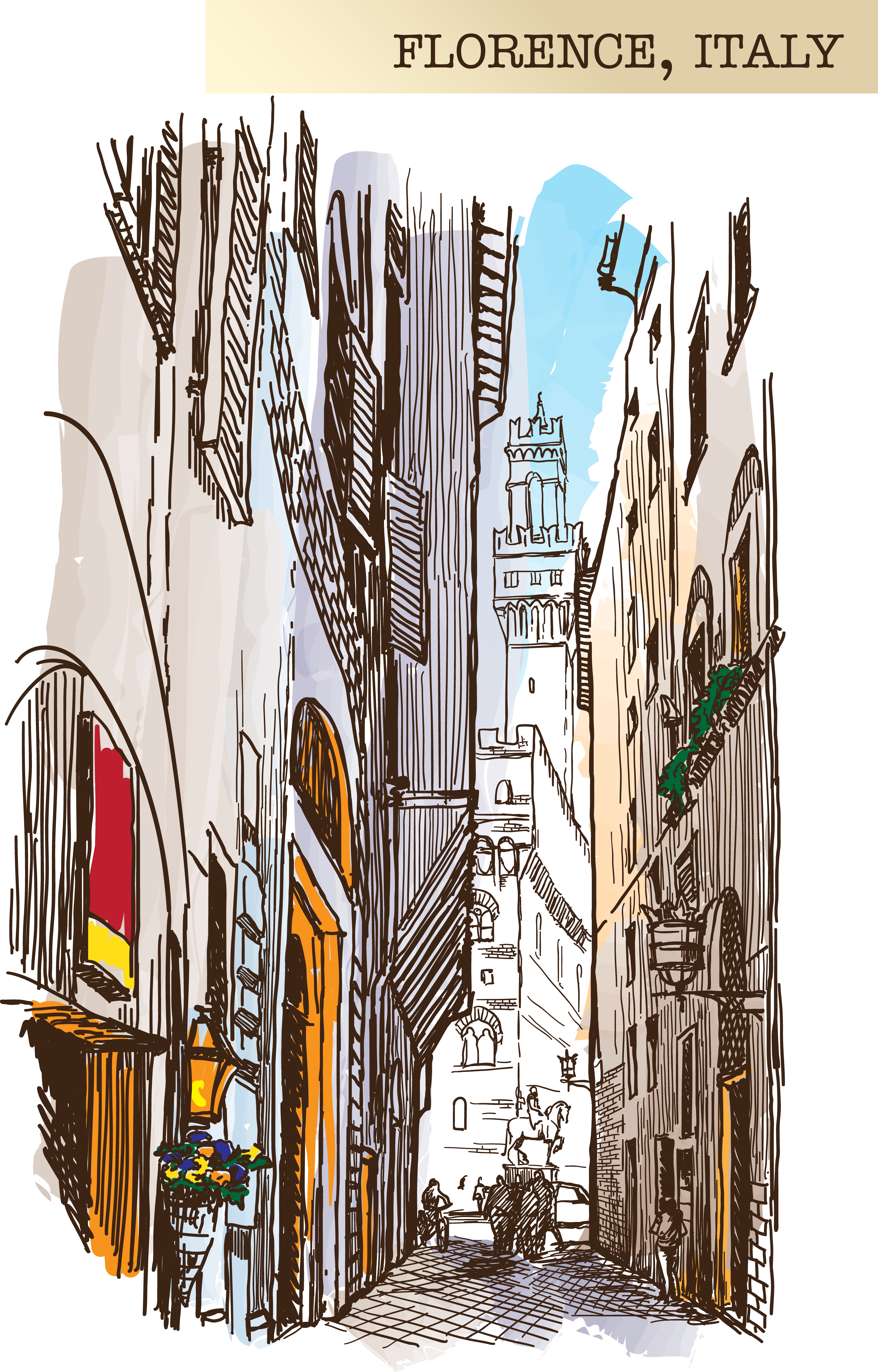 Clip Art Transparent Library Sketch Capital Florence - Florence Sketch (4672x7297), Png Download
