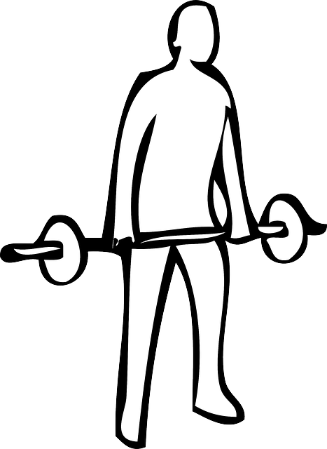 Outline, Man, Bar, Sport, Person, Recreation, Cartoon - Weight Lifting Clipart (467x640), Png Download