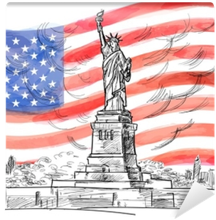 Hand Drawn Sketch Of The American Symbol Statue Of - Statue Of Liberty (400x400), Png Download