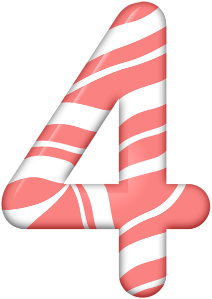 Candy Clipart Four - Candy Cane Numbers Png (426x600), Png Download