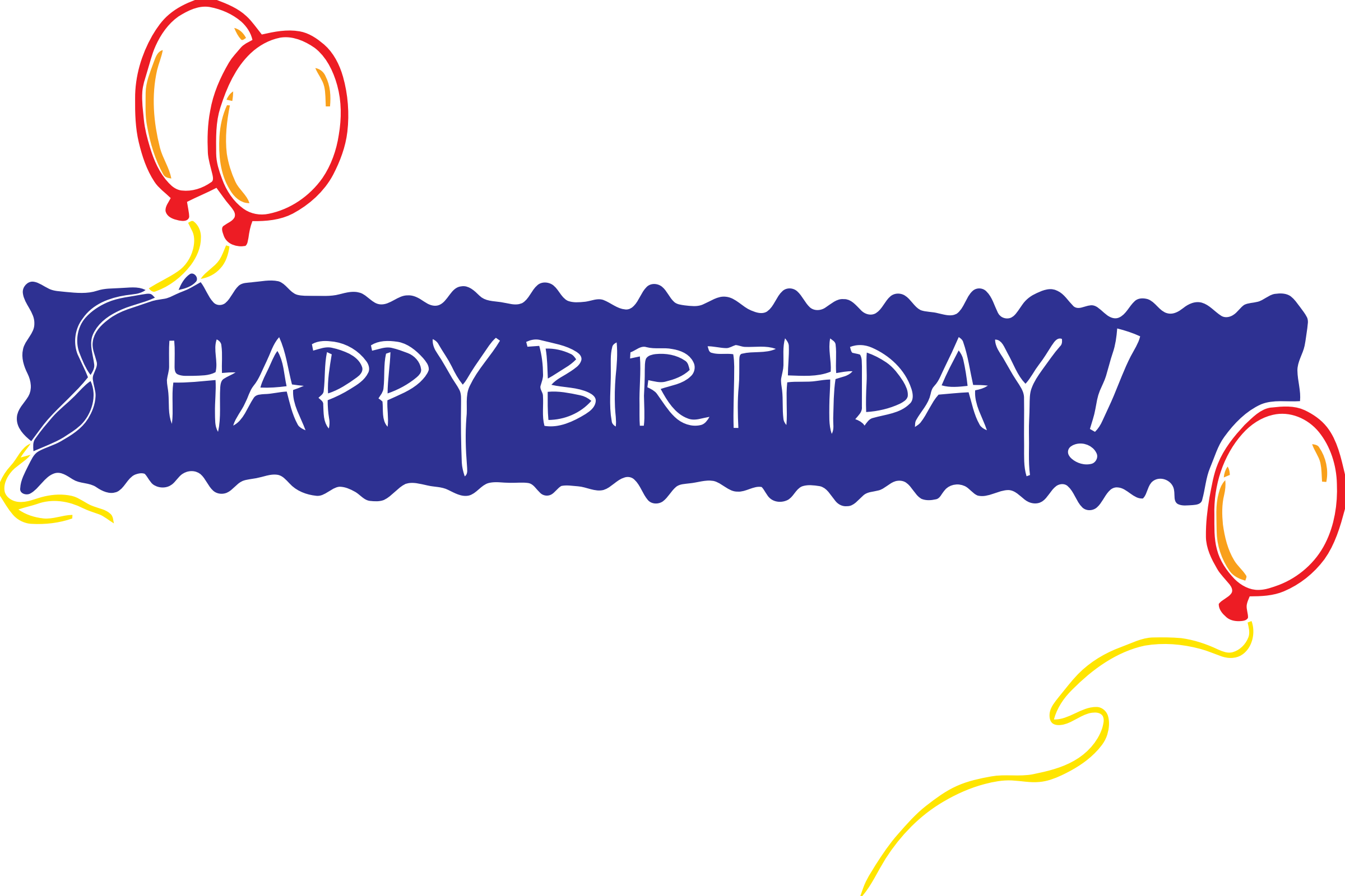 Happy Birthday Banner Png File Download Free - Happy Birthday In One Line (2400x1600), Png Download