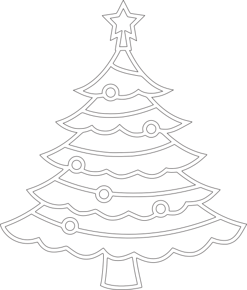 Christmas,tree,christmas Tree Vector - Gambar Pohon Natal Hitam Putih (500x586), Png Download
