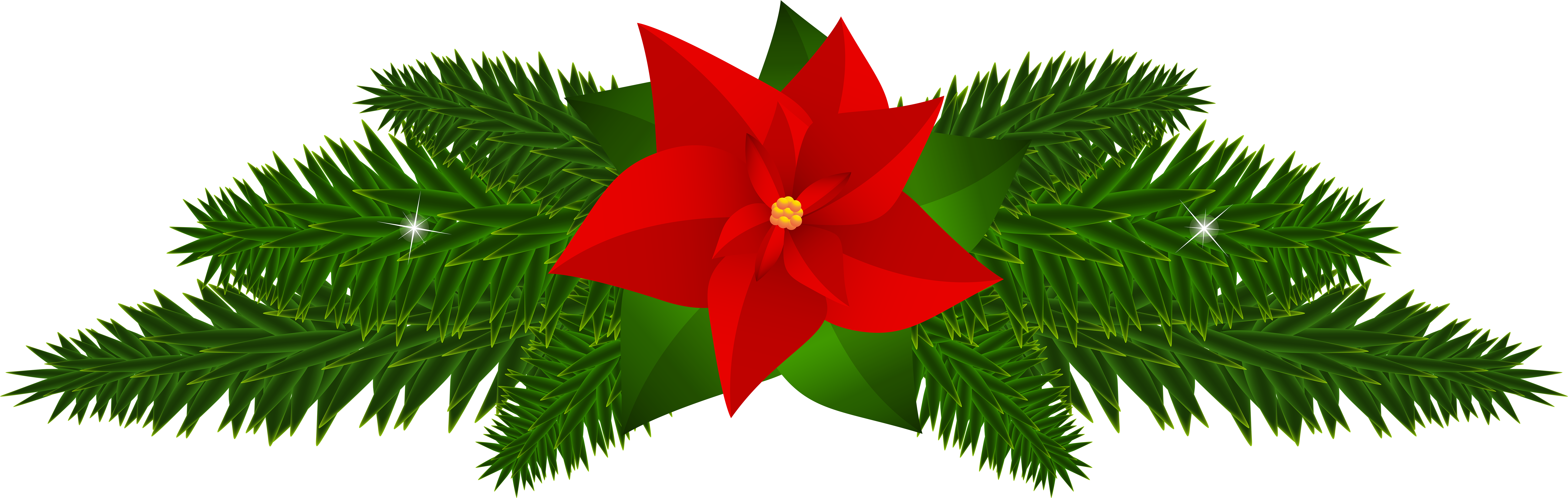 Poinsettia Decoration Png Art - Christmas Day (8000x2640), Png Download