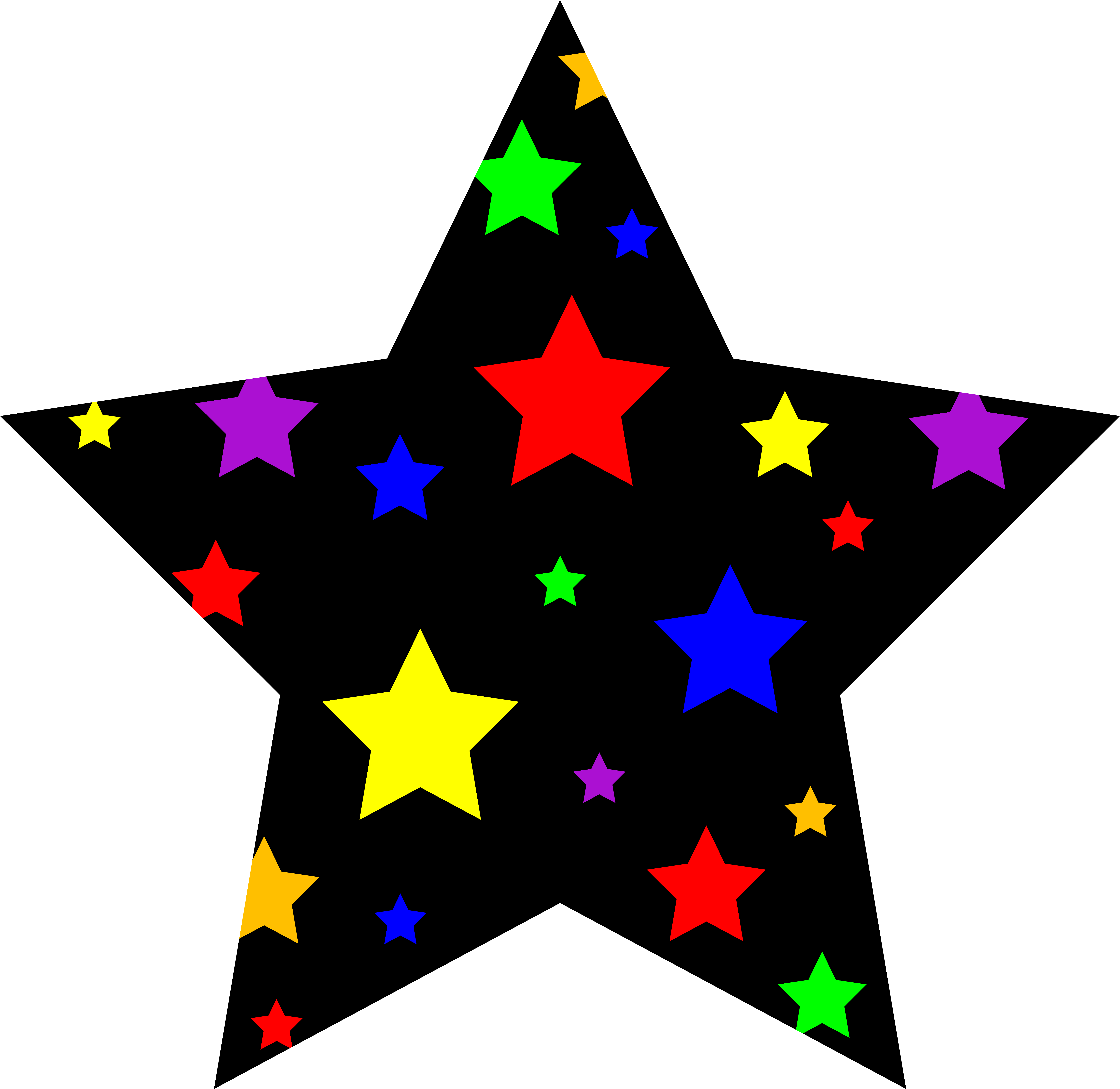 Colorful Starry Star Symbol - Colorful Star Clipart (6598x6383), Png Download