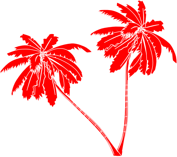 Red And White Palm Trees Clip Art At Clker - Red Palm Trees Png (600x530), Png Download