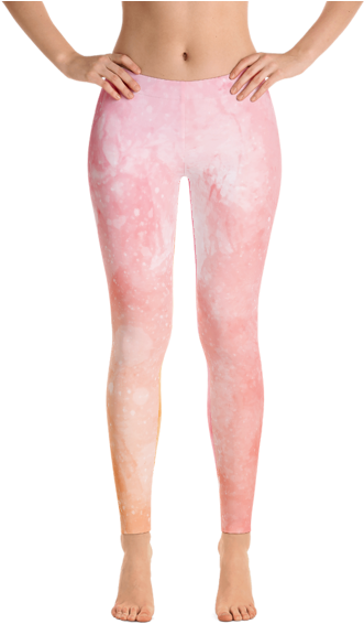 Coral Watercolor Leggings - Baby Blue Leggings For Women (600x600), Png Download