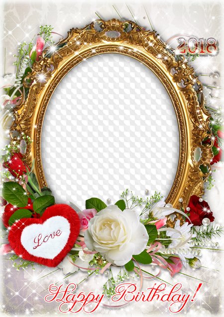 Birthday Photo Frame For Photoshop - Happy Birthday Love Frame Png (450x636), Png Download