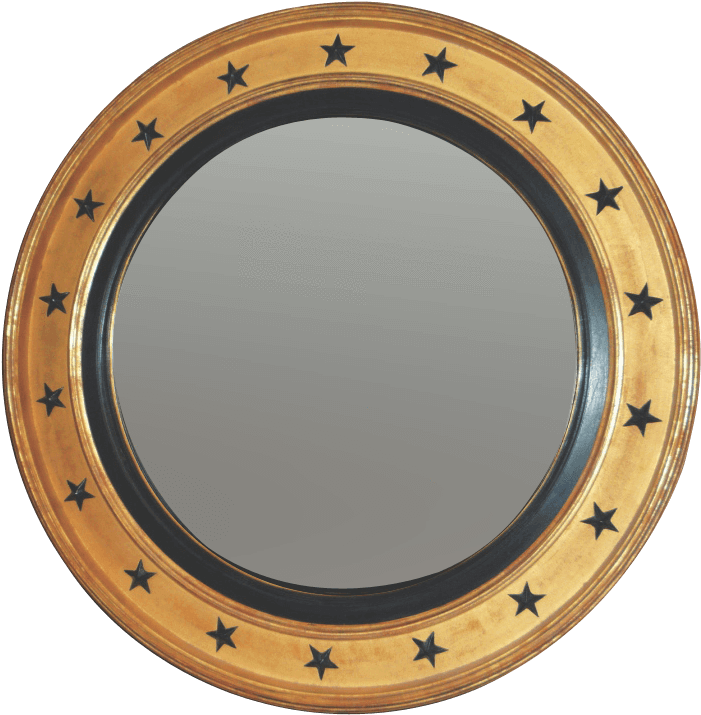 Regency Convex Mirror With Black Stars - Vector Graphics (738x738), Png Download
