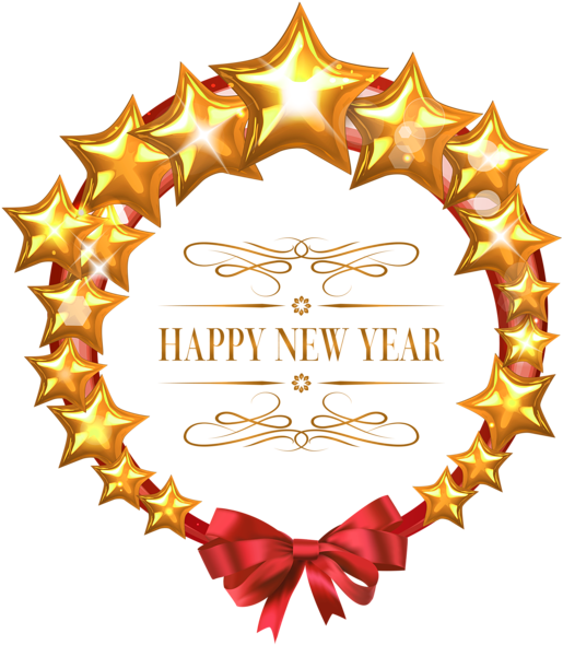 Happy New Year Stars Oval Decor Png Clipart Image - Frame Happy New Year Png (526x600), Png Download