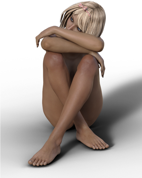 Woman, Sexy, Naked, Attractive, Sitting, Act, Beauty - Girl (541x720), Png Download