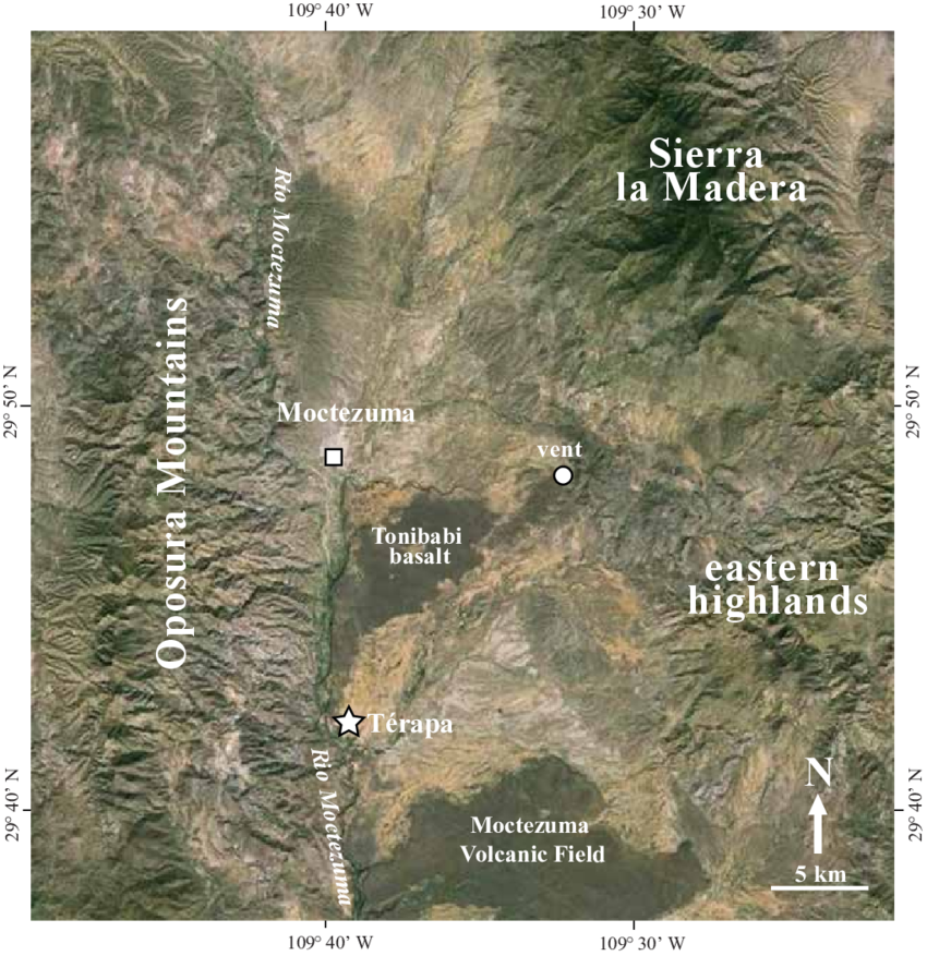 Satellite Image Of Térapa, Sonora, Mexico And Its Location (850x877), Png Download