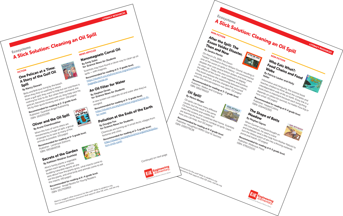 Cleaning An Oil Spill Literacy Resources - Engineering Is Elementary (1195x754), Png Download