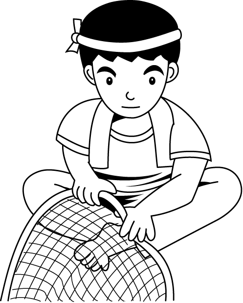 fisherman with net clipart black
