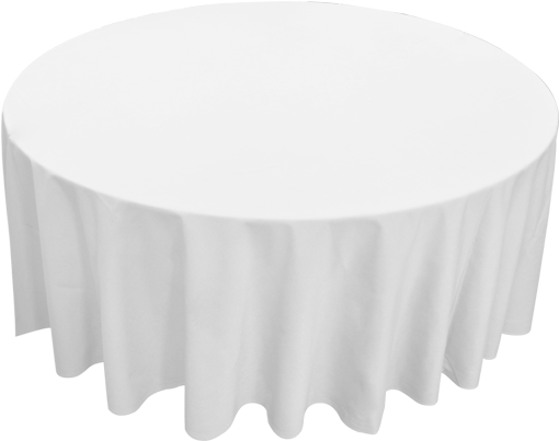 Table Linen Hire - Round Table White Linen (600x600), Png Download