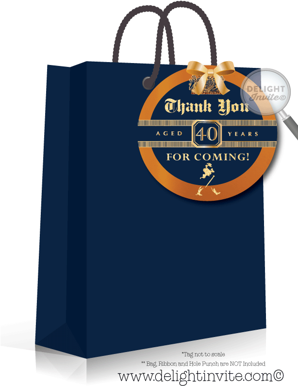 40th Birthday Black Thank You Tag (613x822), Png Download