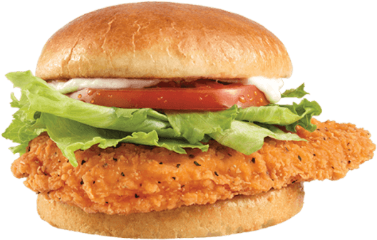 Spicy Chicken Burger Wendys (640x376), Png Download