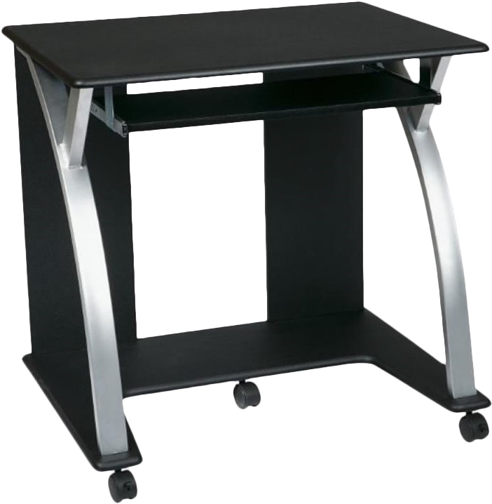 Saturn Computer Desk Black Pvc Veneer In Black W/ Silver - Osp Designs Saturn Computer Cart, Black And Silver (798x798), Png Download