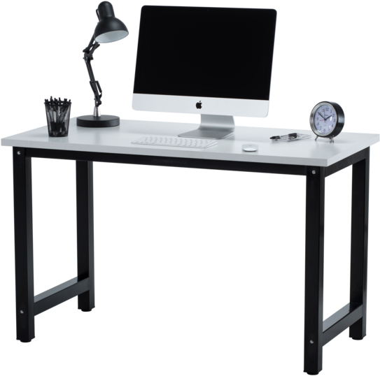 Fineboard Stylish Home Office Computer Desk Writing - Black Outdoor Bench Wood (600x594), Png Download