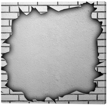 Cracked Brick Wall With Large Hole Canvas Print • Pixers® - Brick (400x400), Png Download