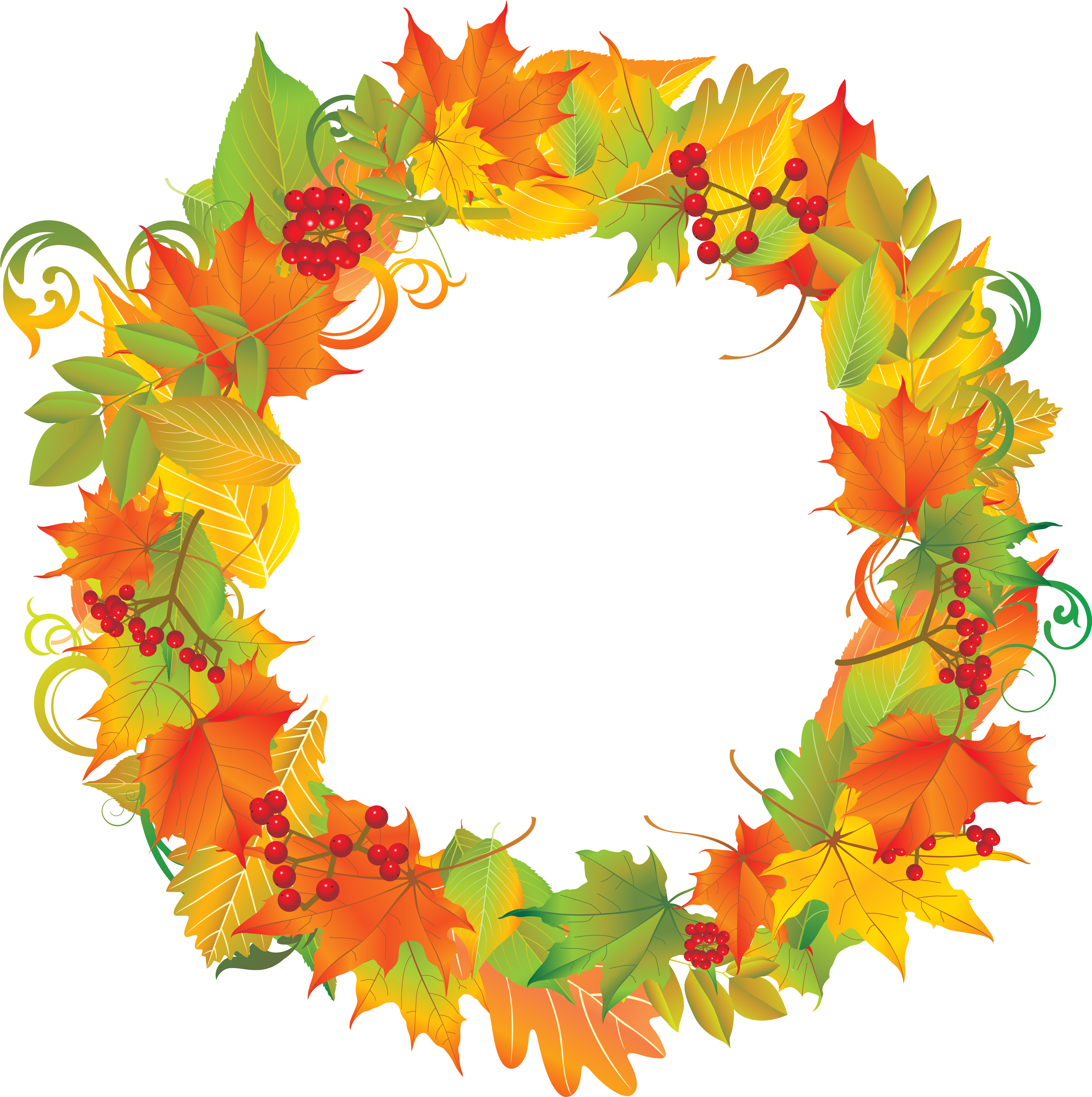 Autumn - Fall Wreath Png (5898x5923), Png Download