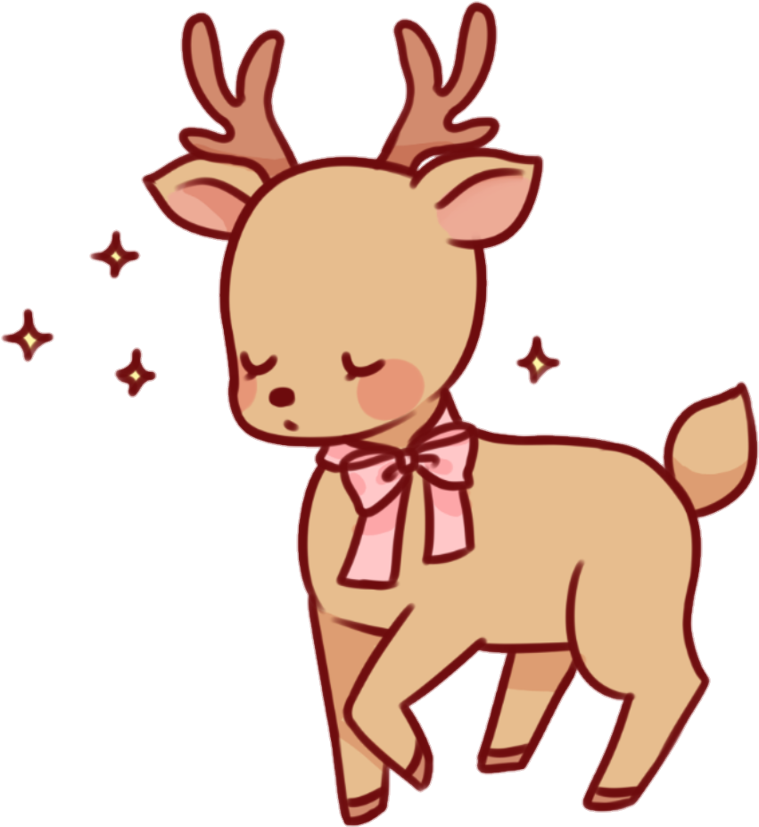 Deer Brown Pink Bow Cute Yellow Sparkle Sparkles Kawaii - Yellow (906x993), Png Download