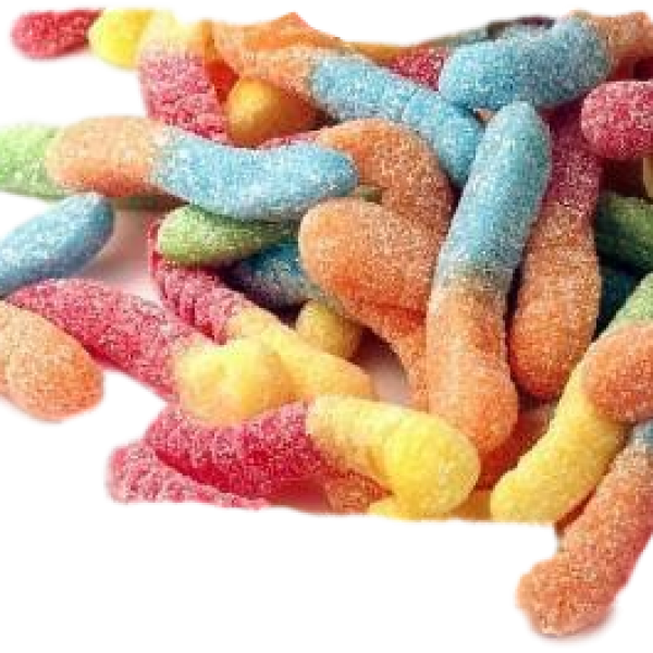 T.r. Toppers Gummi Worms Mini Sour Sanded Neon - 4.5 (600x600), Png Download