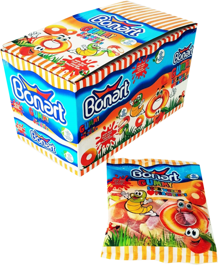 Bonart Gummy Sour Worms - Gummy Candy (1000x1000), Png Download