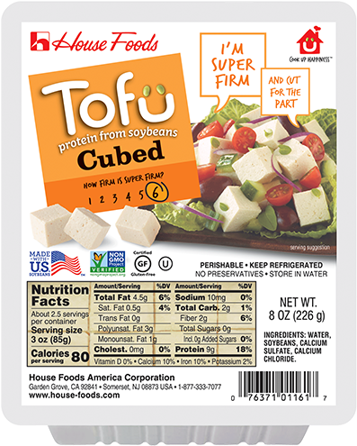 Organic Tofu Protein From Soybeans Cubed - Cubed Tofu Firm (600x600), Png Download